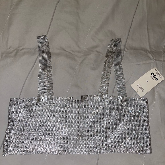 Metallic Rhinestone Silver Top - Picture 7 of 8